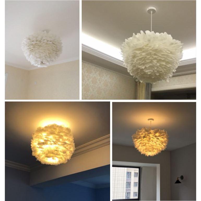 Đèn chùm ASTER lông vũ hiện đại, độc đáo, sang trọng với 3 chế độ ánh sáng - kèm bóng LED chuyên dụng 