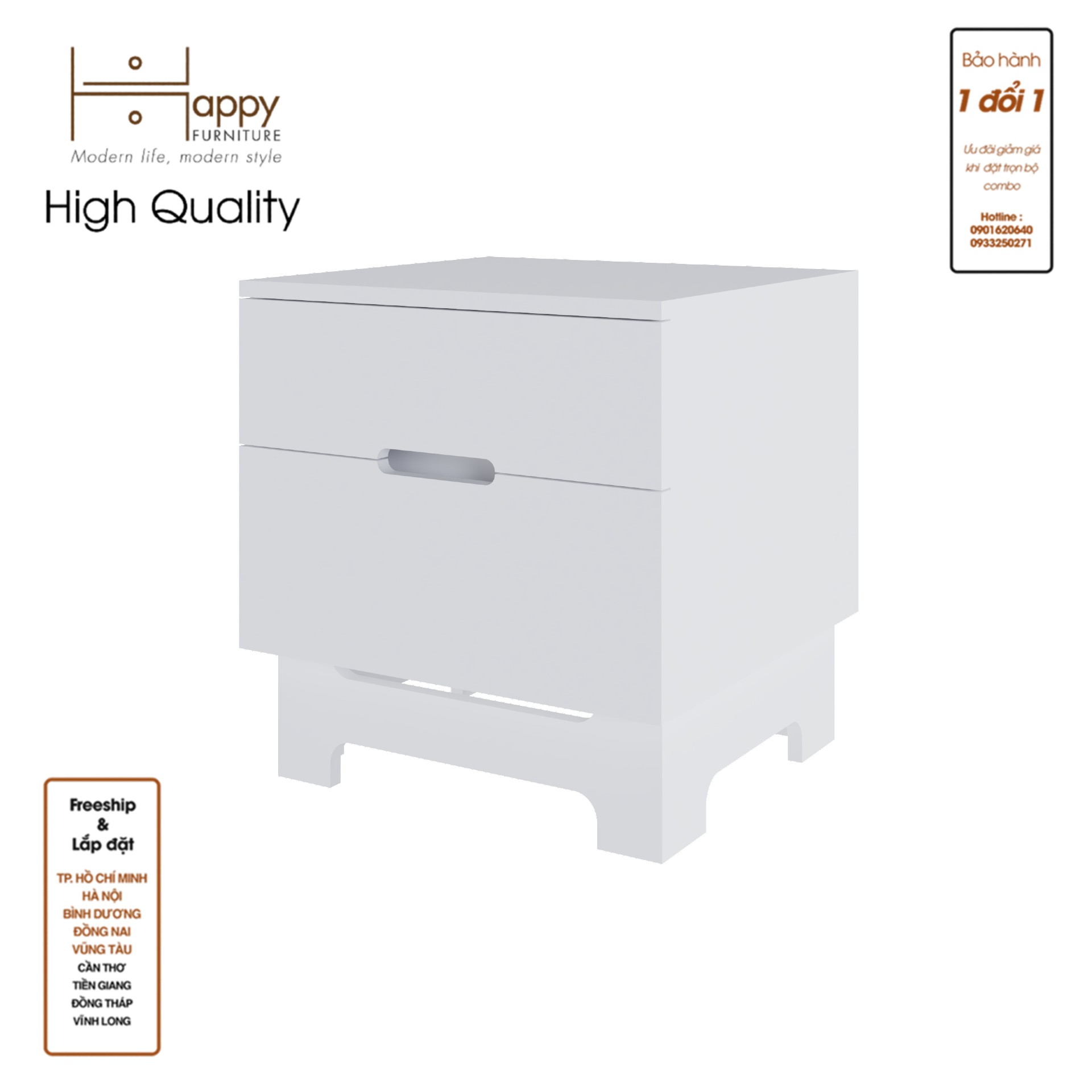 [Happy Home Furniture] MOLLY, Táp đầu giường 2 ngăn kéo, 50cm x 45cm x 52cm ( DxRxC), THK_108