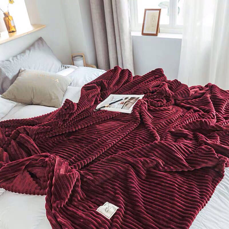 Chăn Tuyết Kẻ Tăm 2mx2m2 - Màu Đỏ