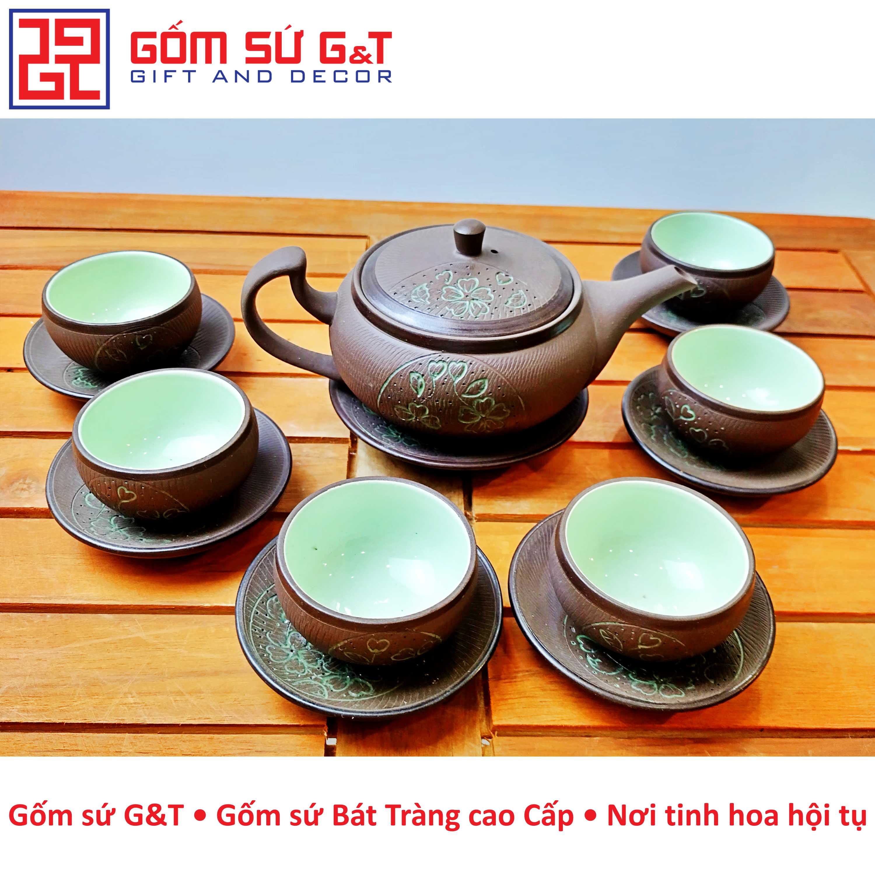 Bộ trà trăng xanh Gốm Sứ G&amp;T