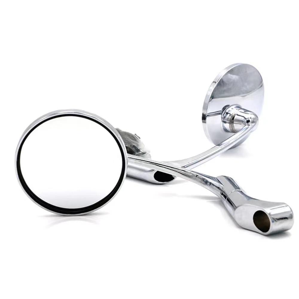 Set 2 gương chiếu hậu hình tròn 10mm bằng crom chuyên dụng cho xe máy