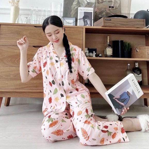 Bộ Pijama Cộc Tay Lụa Mango Tô Châu Cao Cấp Chất Mát Dày Bền Chắc