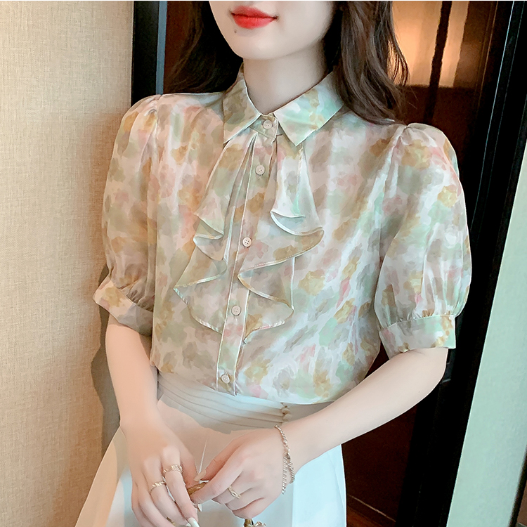 HÀNG QUẢNG CHÂU - ÁO SƠ MI VOAN HOA TAY LỠ PHỒNG NGỰC BÈO TIỂU THƯ - A63300