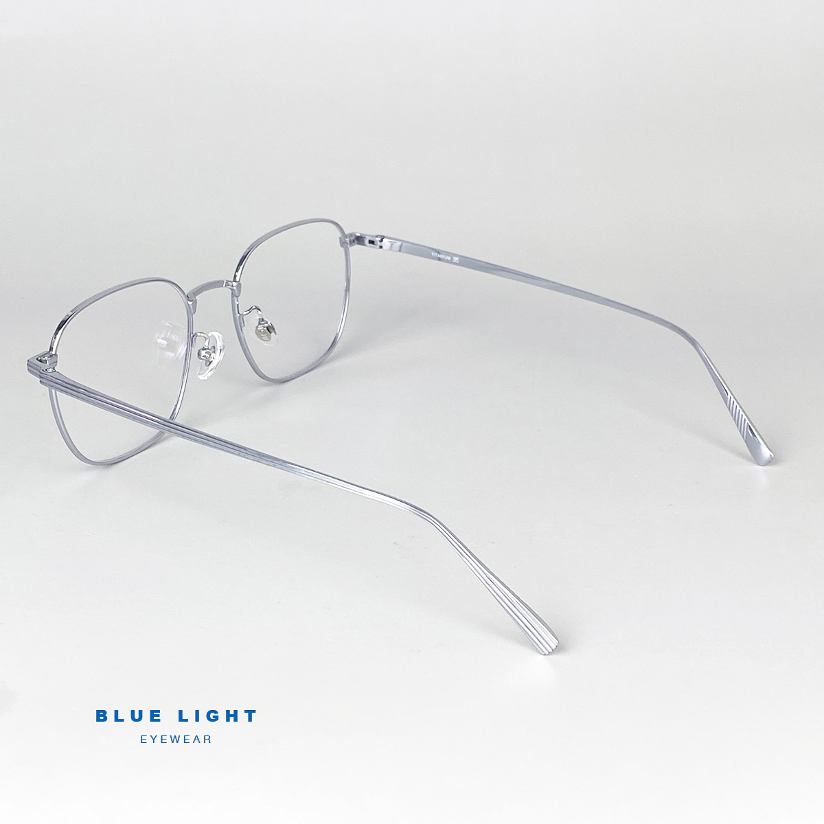 Gọng Kính Cận, Kính Giả Cận Nam Nữ TITANIUM Cao Cấp Siêu Nhẹ, Mắt Vuông To Dày Bản, Full Đen Bạc - BLUE LIGHT