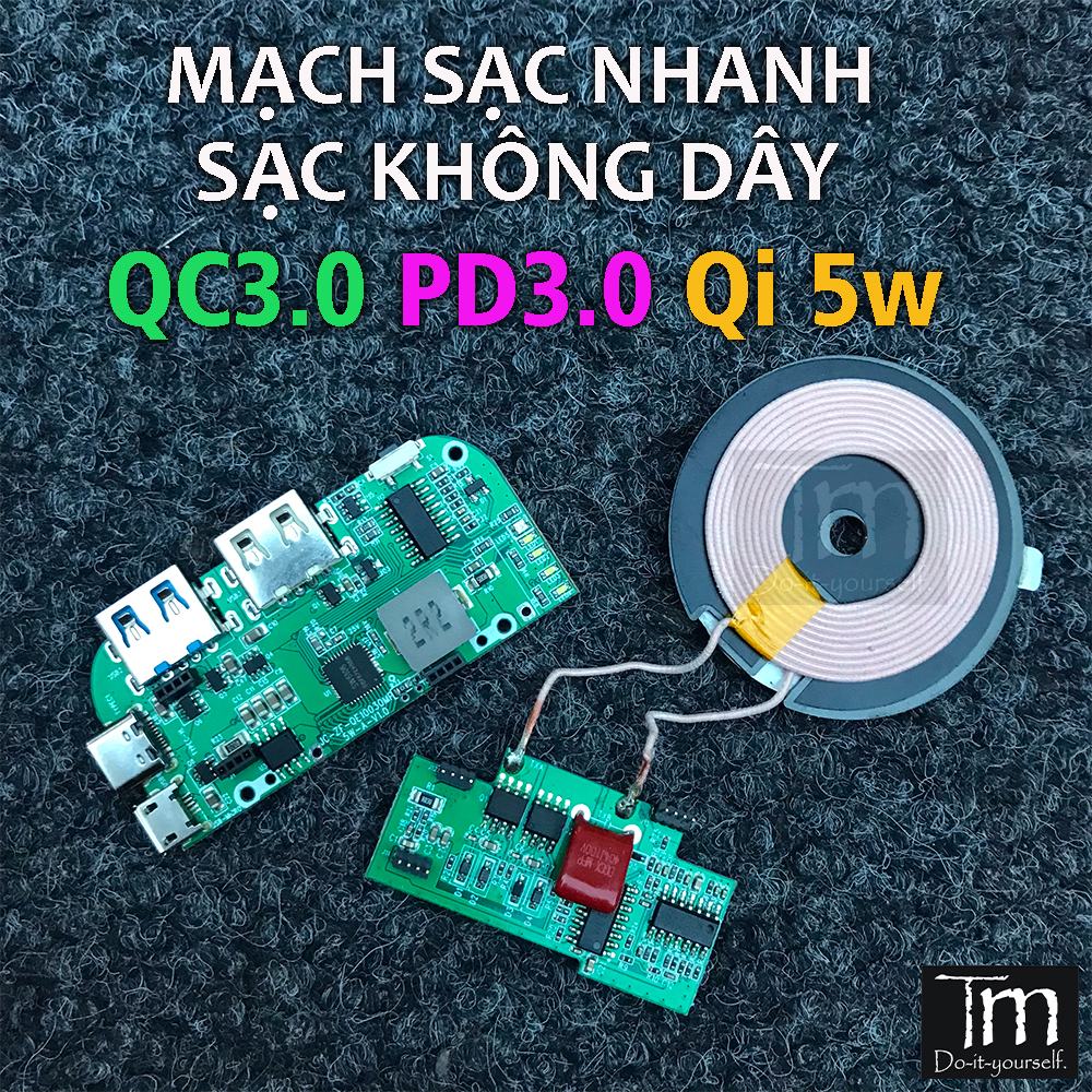 Mạch Sạc Dự Phòng Sạc Nhanh QC3.0 PD3.0 18W Sạc Không Dây 5W