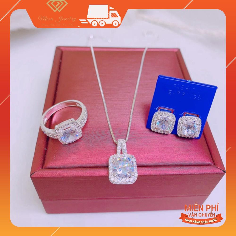 BỘ TRANG SỨC NỮ BẠC TA - BỘ ĐÁ VUÔNG