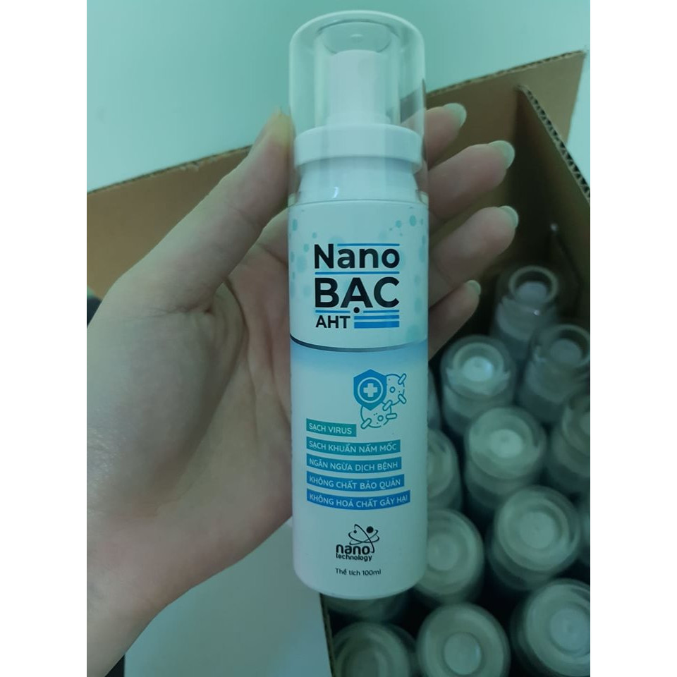 Chai xịt diệt khuẩn Nano Bạc AHT 100ml hương hoa hồng Pháp - dùng rửa tay, phun khử khuẩn toàn thân