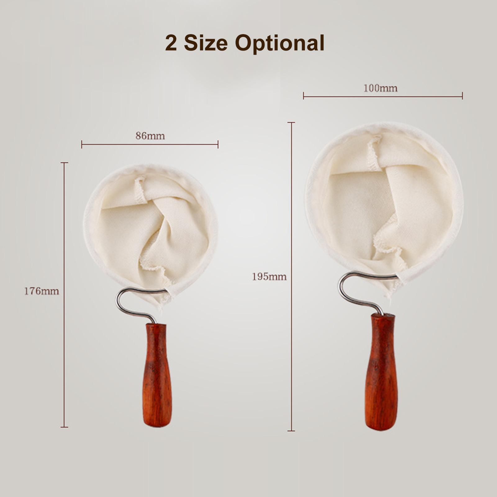 Bộ lọc cà phê bằng vải tái sử dụng thủ công có tay cầm gỗ 100mm