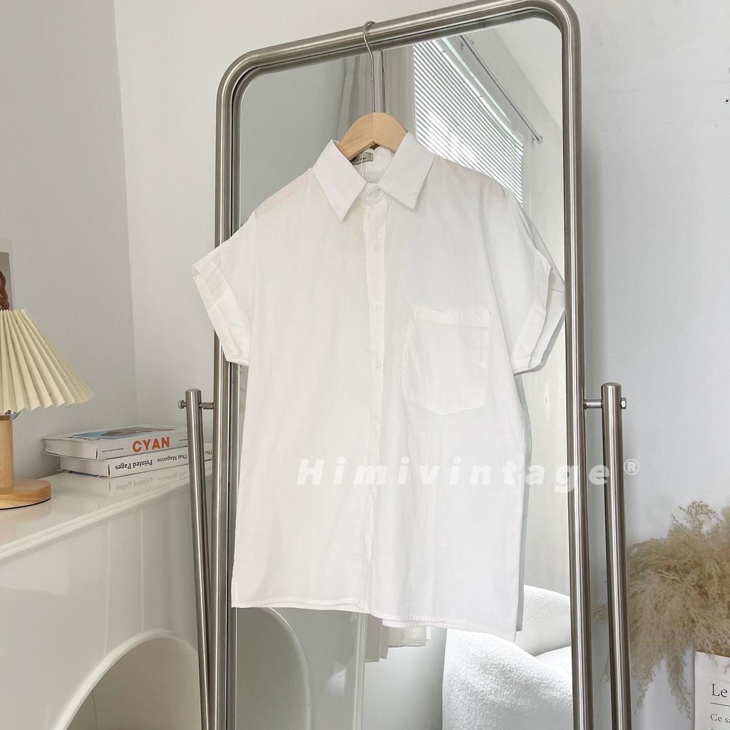 Áo sơ mi trắng tay gập Hàn Quốc