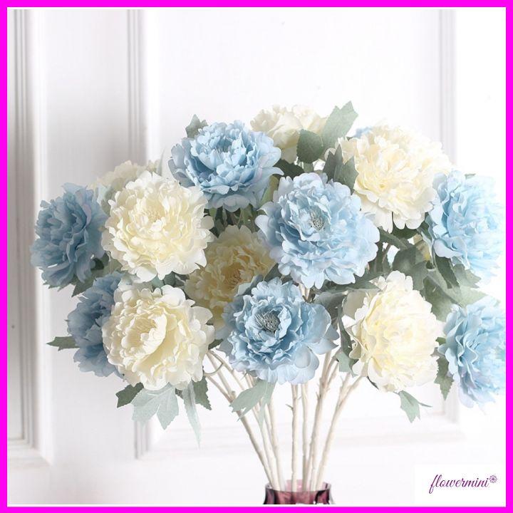 Hoa lụa cao cấp, hoa mẫu đơn giả 2 bông 1 nụ cỡ lớn cao 70cm trang trí nhà cửa sang trọng Flowermini