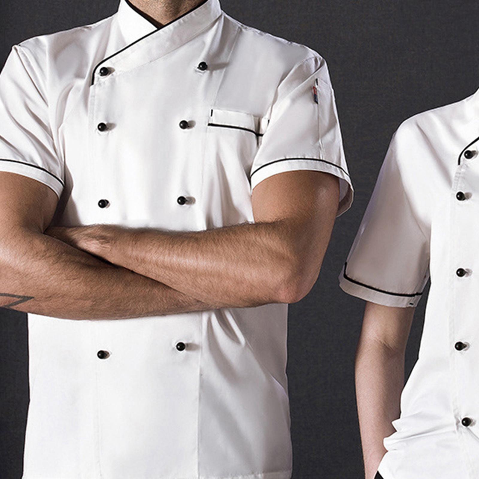 Chef Jacket Short Sleeve Uniform for Restaurant Kitchen Culinary School White