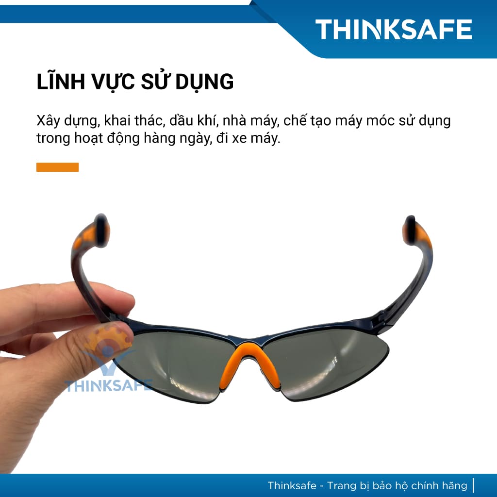 Kính chắn bảo hộ King's Thinksafe, chống tia uv cao cấp, bảo hộ đa năng, chống bụi đi đường, dùng lao động màu đen KY312B