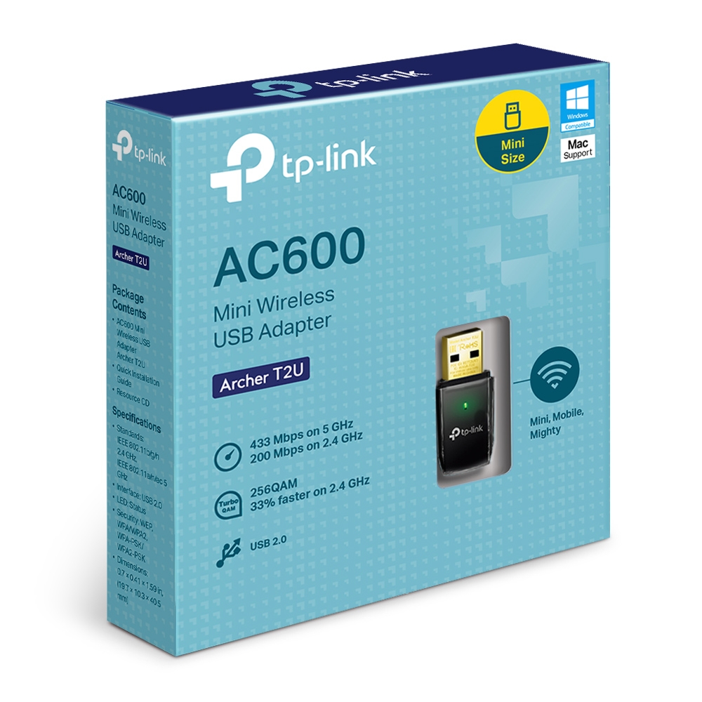 USB THU WiFi Băng Tần Kép AC600 Tp-Link ARCHER T2U - Hàng Chính Hãng