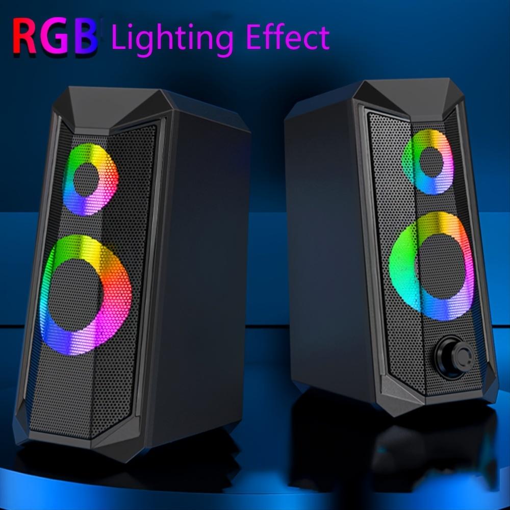 Loa chơi game RGB máy tính với điều khiển âm lượng máy tính để bàn 10W 2.0CH Stereo Monitor Monoredia SubwoDofer usb Powered Cáp 3,5mm: Đen