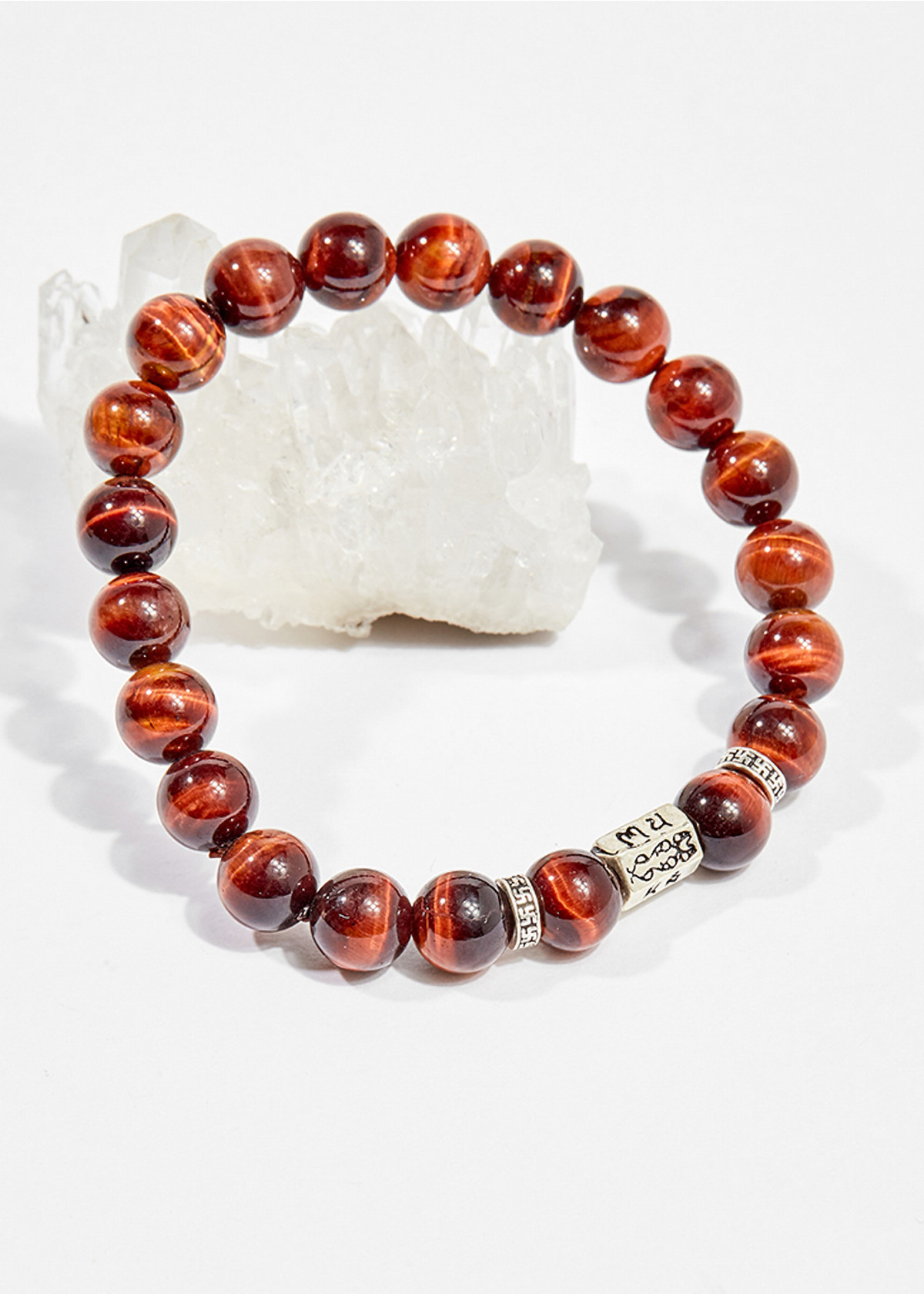 Vòng tay phong thủy nữ đá mắt hổ nâu đỏ charm trụ 8mm mệnh hỏa, thổ - Ngọc Quý Gemstones