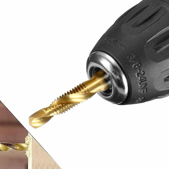 Bộ 6 mũi khoan taro ren HSS 6542 M3-M10 phủ Titanium