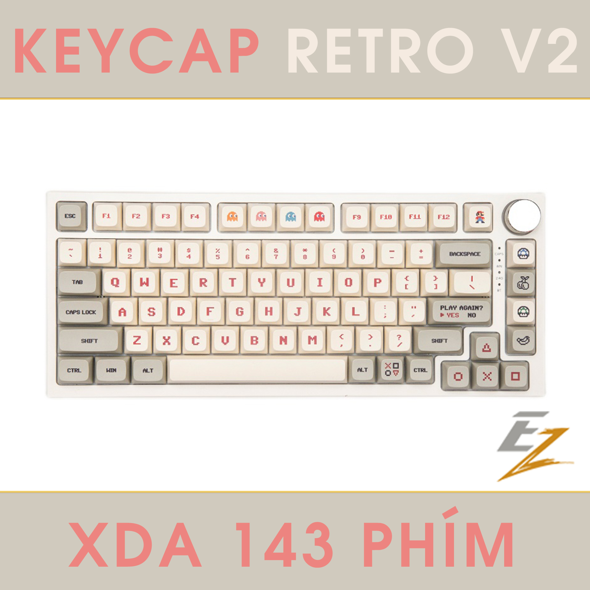 Keycap Cho Bàn Phím Cơ RETRO GAMEBOY V2 Thick PBT Dyesub 143 Phím