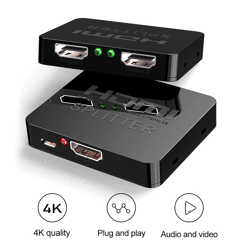 SOAIY Bộ Chia HDMI 1 Ra 2 Chất Lượng 4K Video Switch HDMI Switcher Splitter 1X2 - Hàng Nhập Khẩu