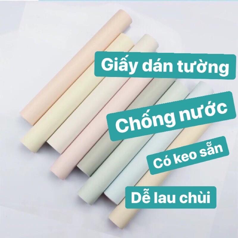 10m Giấy dán tường cuộn màu pastel màu be dễ thương màu đơn sắc nhạt tự dính keo sẵn