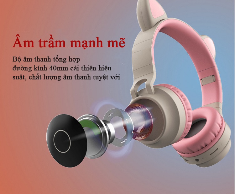 Tai Nghe Bluetooth Tai Mèo Cá Tính BTC-0028 Vớ 4 Màu Sắc .Đa Dạng, Thoải Mái Lựa Chọn Khoe Cá Tính