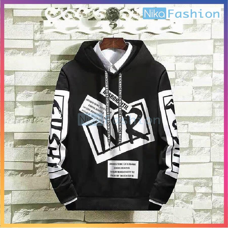 Nikafashion Áo Hoodie Nón Unisex Nam Nữ Chất Vải Nỉ Freesize 1 kích cỡ Form Dáng Rộng Dưới 65kg Mặc Đẹp N.R