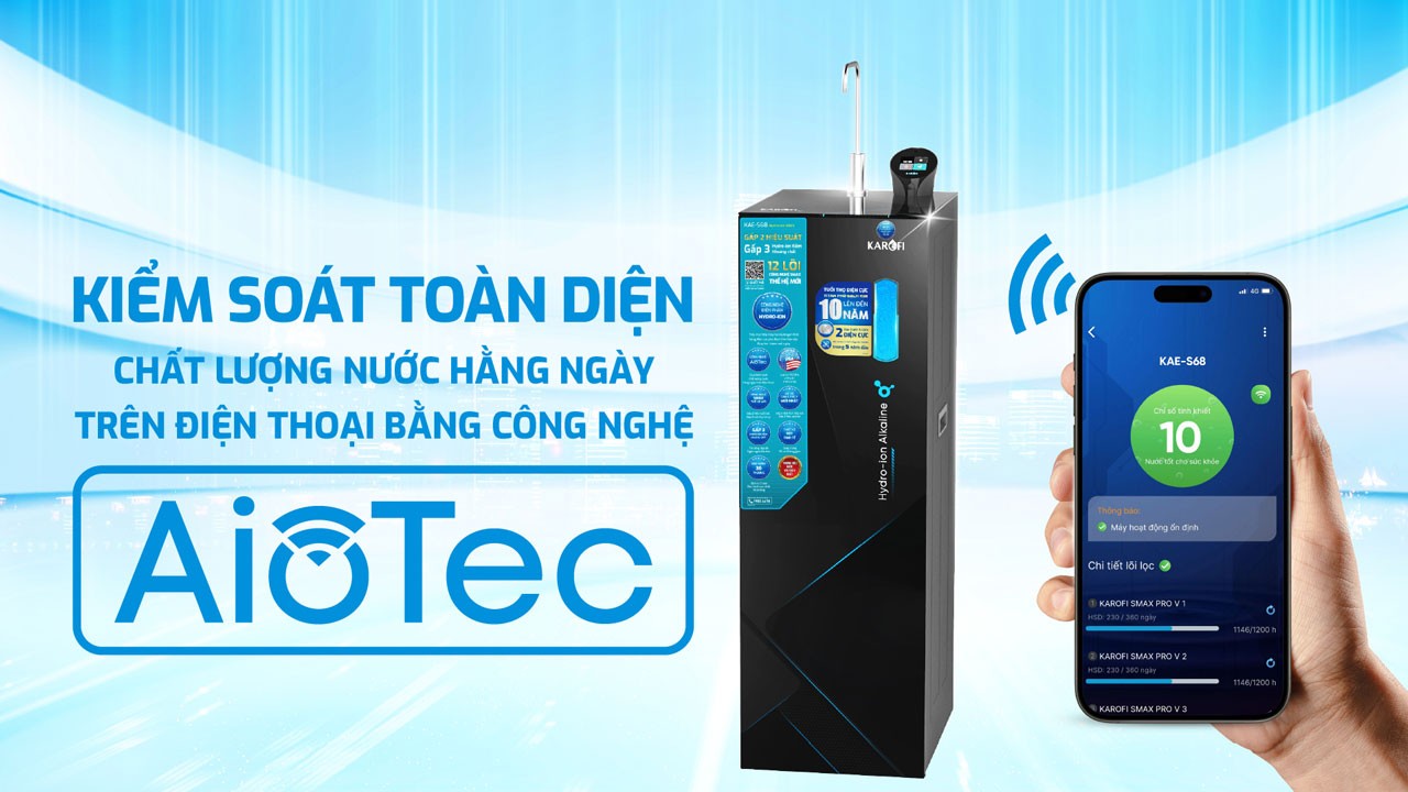 Máy lọc nước Hydro-ion kiềm 12 lõi Karofi S68, Điện phân trực tiếp, Giao trước lắp sau miễn phí, Bảo hành 36 tháng - Hàng chính hãng