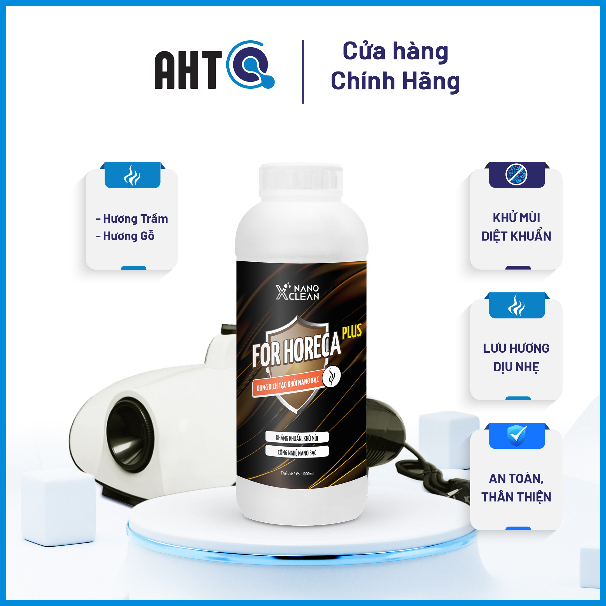 [HƯƠNG GỖ] Dung dịch tạo khói, phun khói Nano Xclean Horeca 1L/5L-Diệt Khuẩn, Khử Mùi Không Gian, Mùi Ẩm Mốc-Nano Bạc AHTC