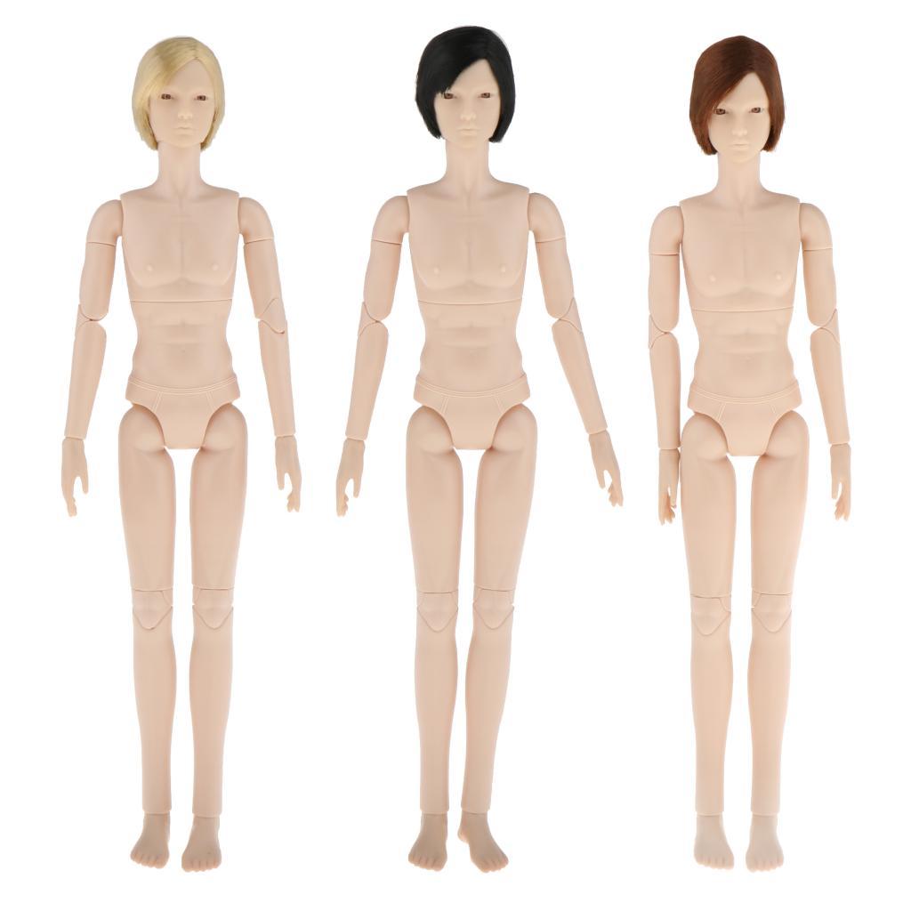 BJD Boy Doll Unpainted Body with Gold Hair 3D Eyes White Skin
