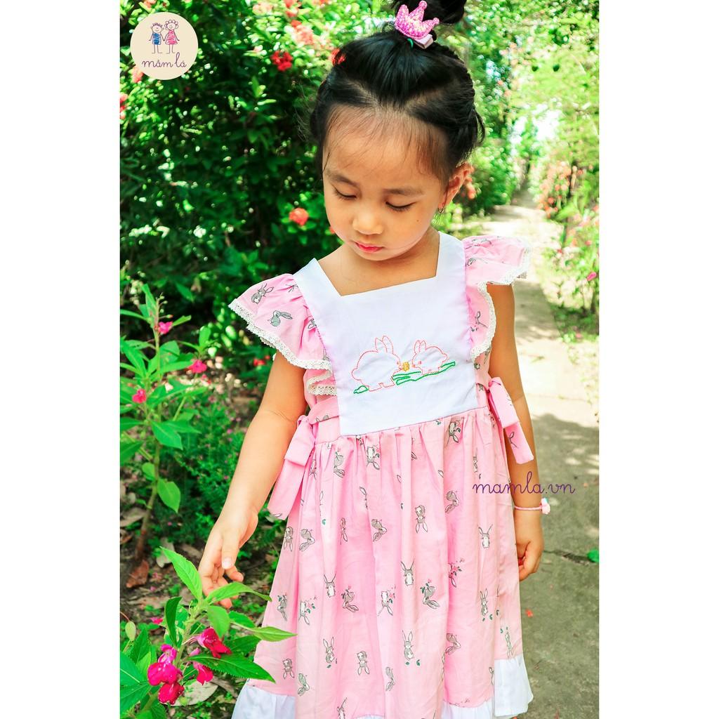 Đầm cánh tiên hồng thêu hình thỏ 2Y-6Y