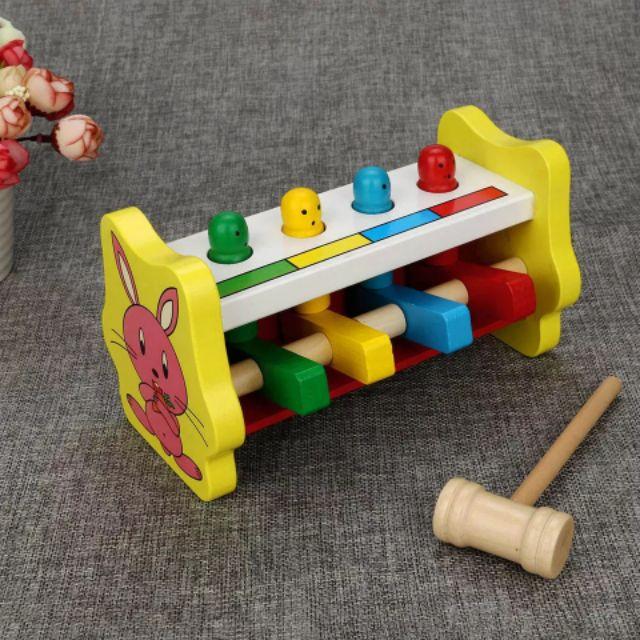 Đồ chơi gỗ đập chuột hình thỏ đồ chơi thông minh rèn vận động tinh cho bé