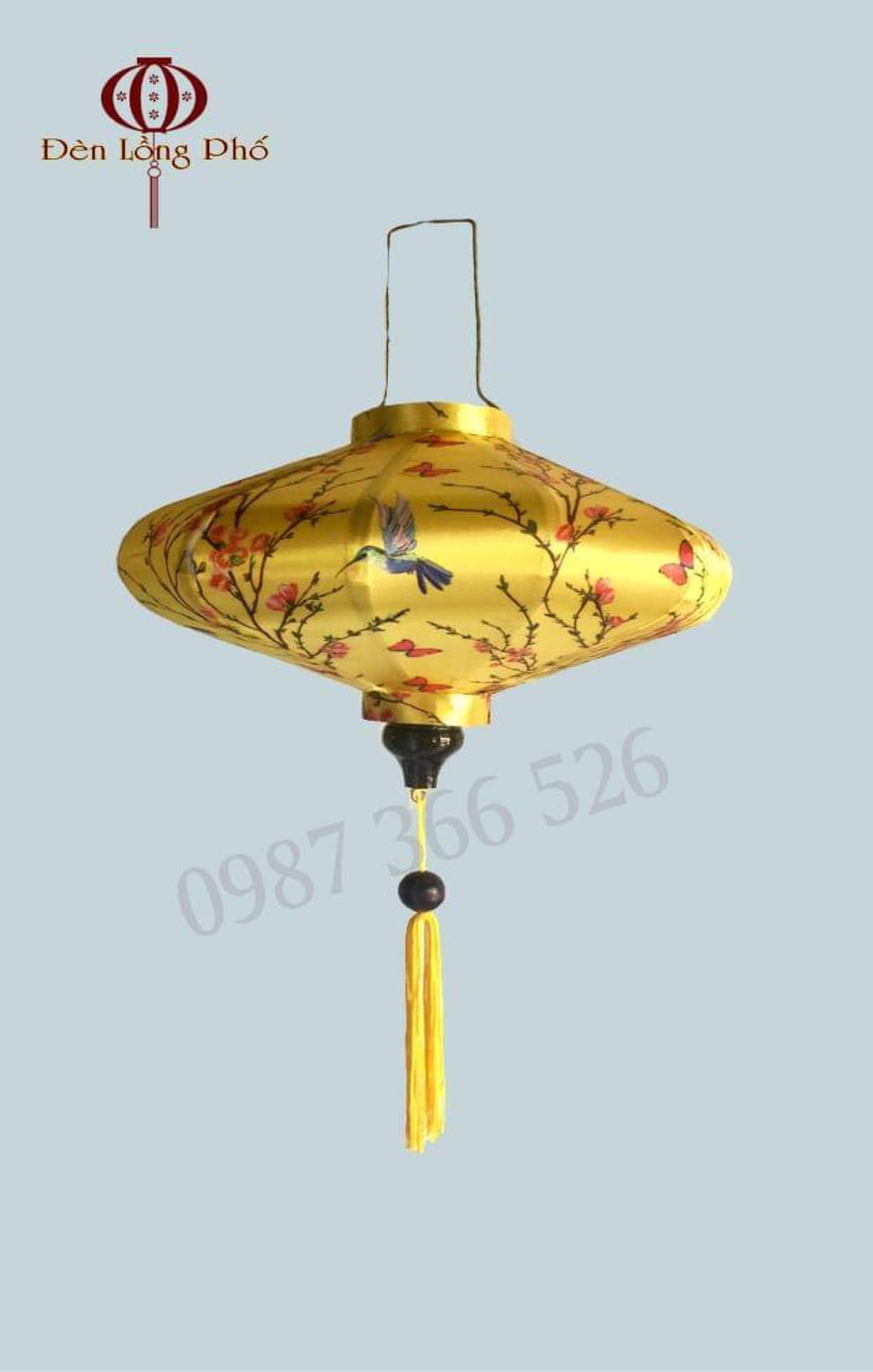 Đèn lồng kiểu đĩa bay chất liệu vải phi họa tiết 3D xuất xứ Hội An