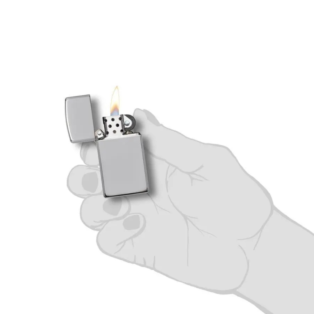 Bật Lửa Zippo Slim Armor High Polish Chrome Chính Hãng Mỹ - Zippo Vỏ Dày Dáng Nhỏ Gọn Bóng Bạc Cao Cấp