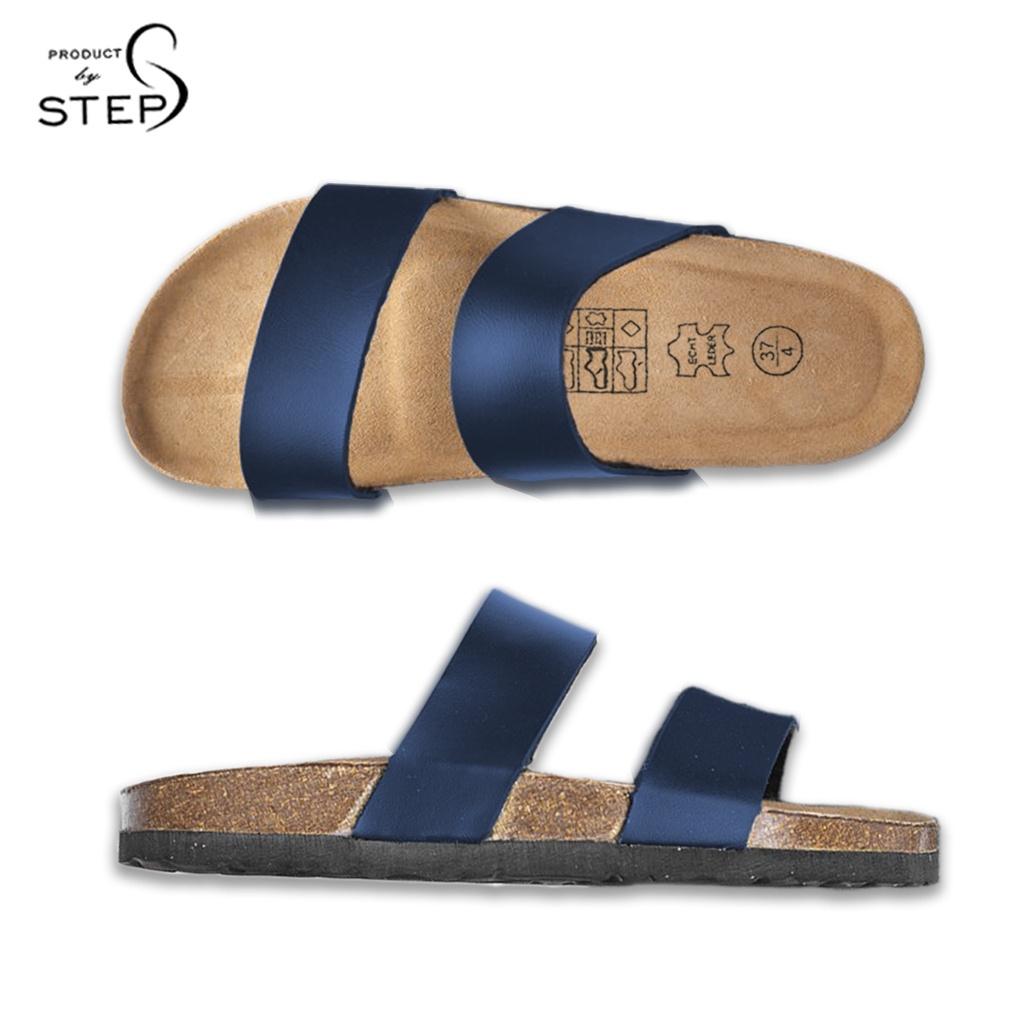 Dép đế trấu Unisex Da tổng hợp quai đôi