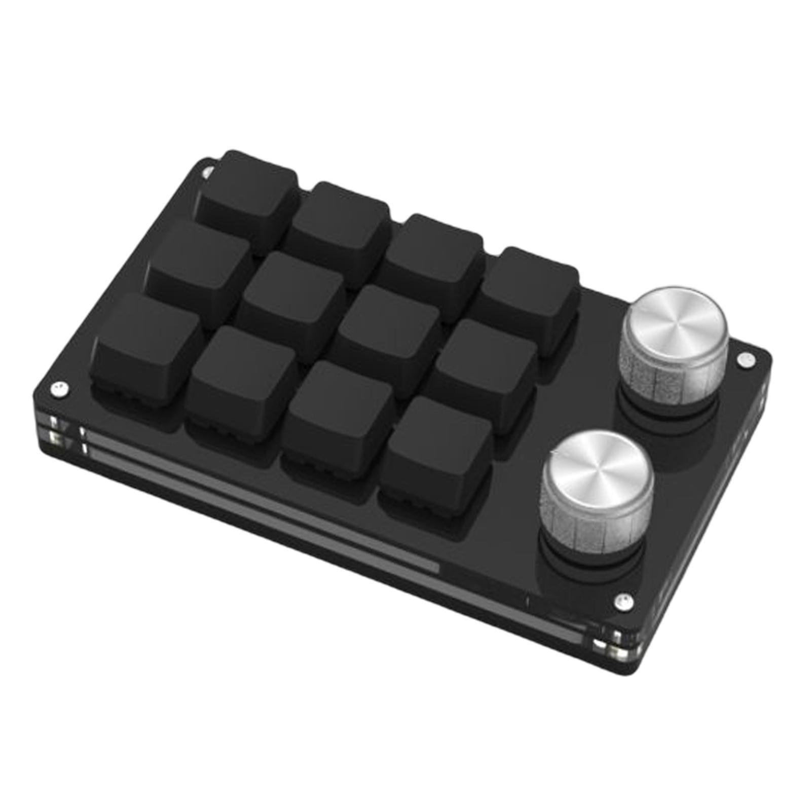 Portable Mini 12-Key Gaming Keyboard Programmable Custom Shortcuts with 2 Knobs Wired Mechanical Keyboard Keypad for PC Office Plug and Play