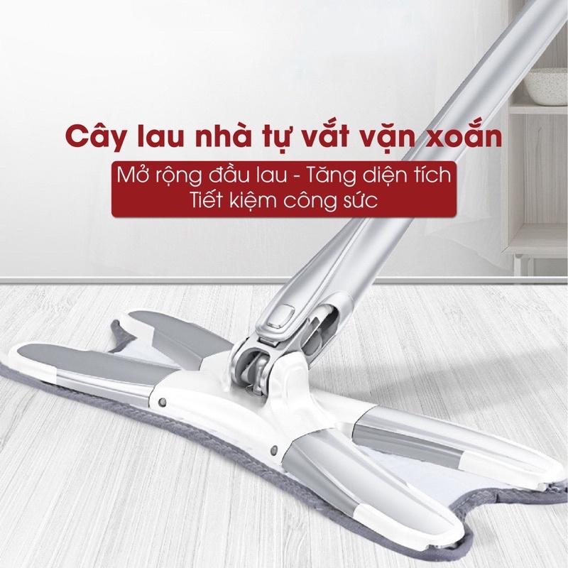 Cây chổi lau nhà chữ X, chổi lau nhà thông minh tự vắt chính hàng SPIN.MOP cao cấp