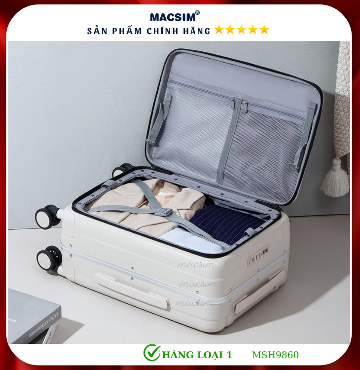 Vali cao cấp Macsim Hanke MSH9860  24 inch- Hàng loại 1 màu trắng
