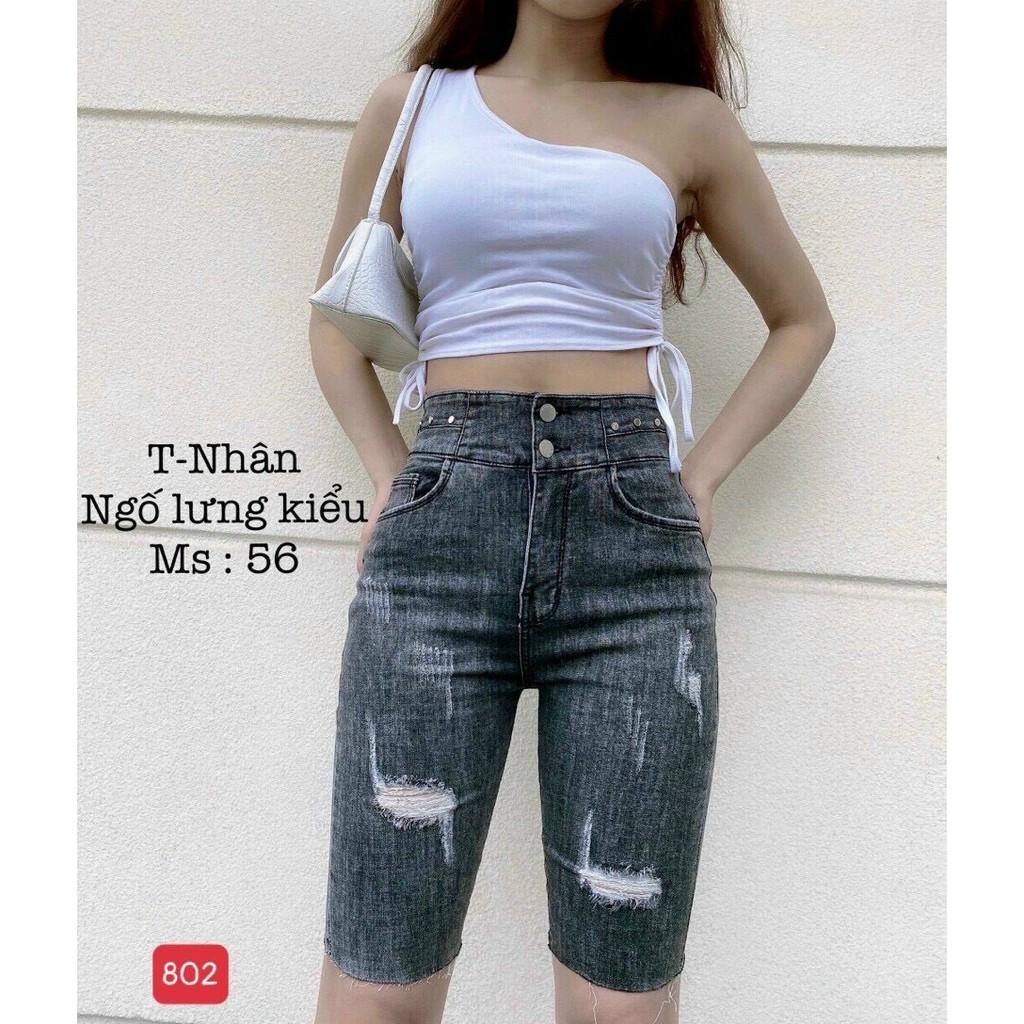 Quần ngố nữ lửng đen rách cao cấp-chất denim co dãn tốt (hình thật) chuẫn shop BEN shop0807 HNn8