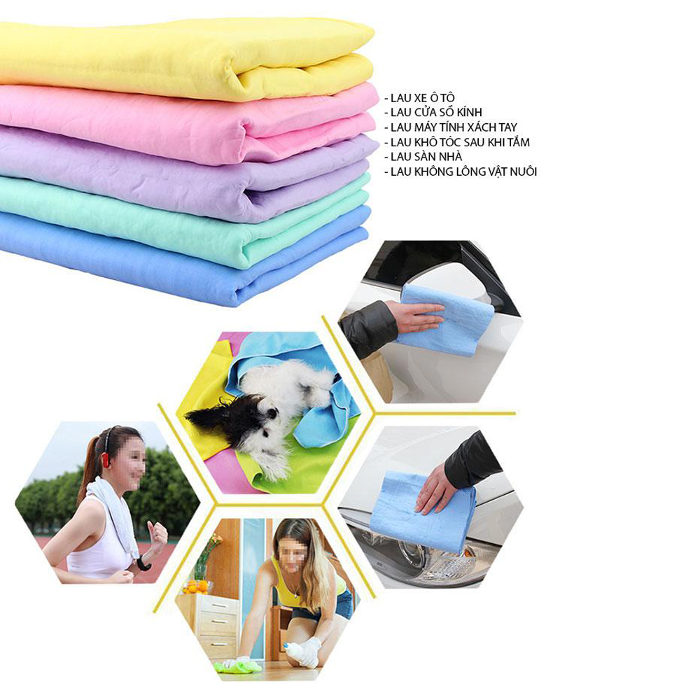 Khăn lau ô tô, khăn lau da nhân tạo siêu thấm hút lau sạch nước và bụi bẩn trên xe ô tô một cách nhanh chóng, kích thước 43x32 và 66x43 cm