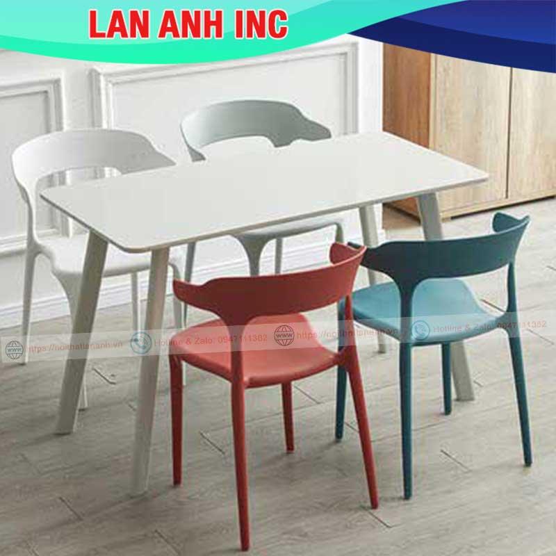 Ghế nhựa cafe văn phòng bàn ăn đúc nguyên khối tựa lưng cao xếp chồng giá rẻ LAD31