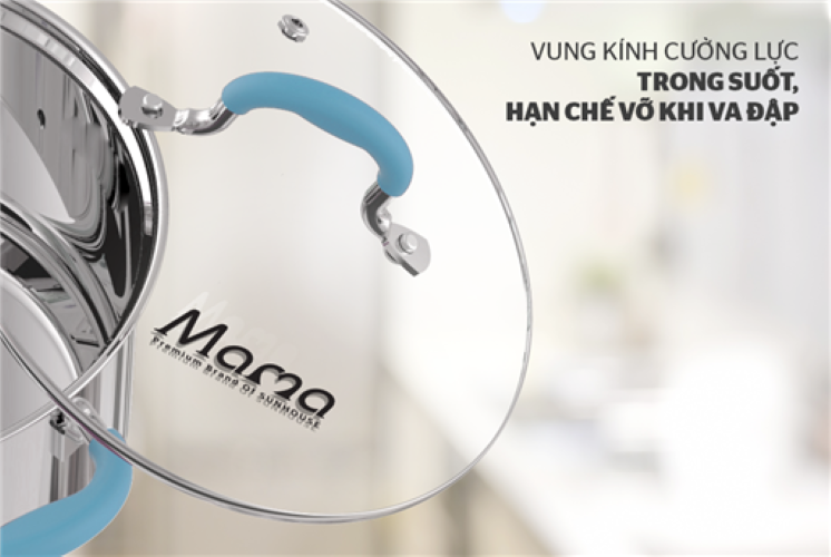 Bộ nồi chảo inox 304 5 đáy cao cấp bọc quai chống nóng Sunhouse SHG509