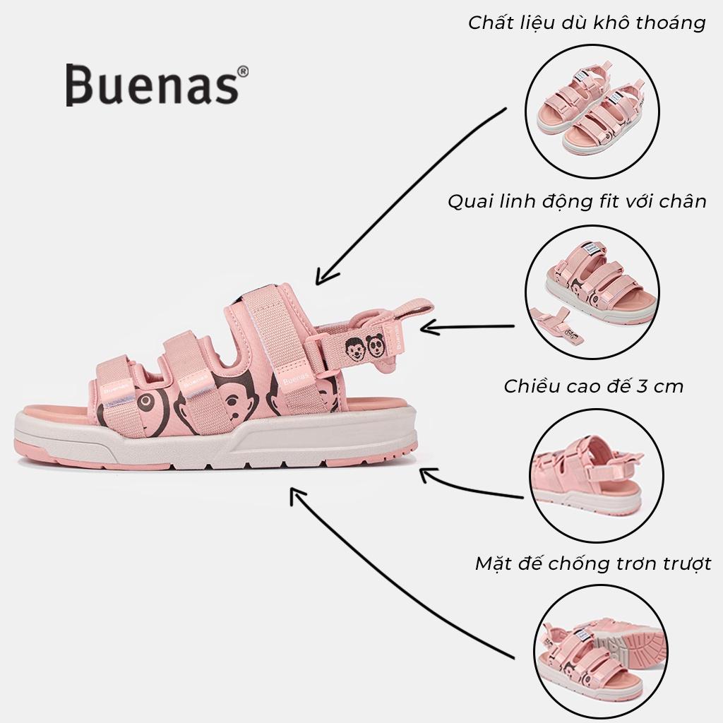 Giày sandal nam nữ unisex đi học quai ngang Buenas Sport SD6868 đế cao 3 phân