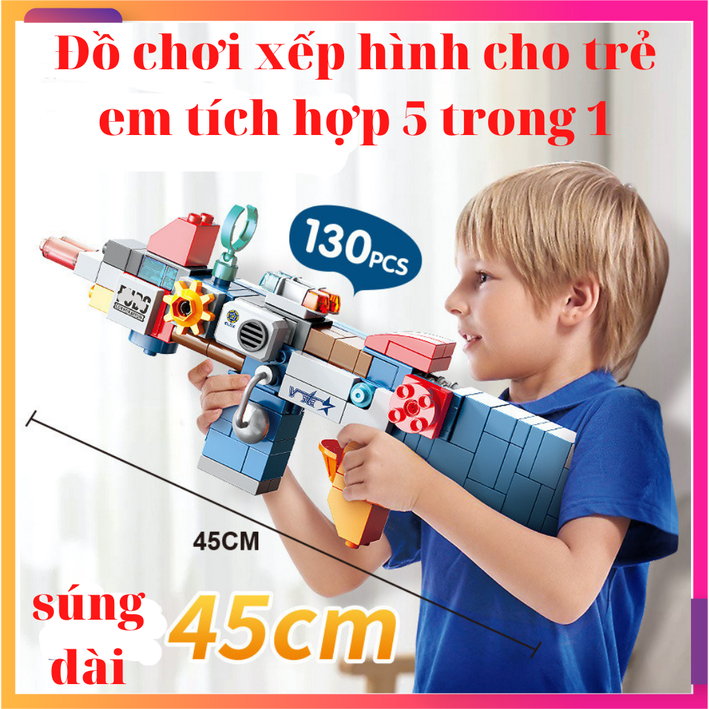 Đồ Chơi Giáo Dục Lắp Ráp Xếp Hình Robot 130 Chi Tiết To Dành Cho Trẻ Em 3,4,5,6,7,8 Tuổi 