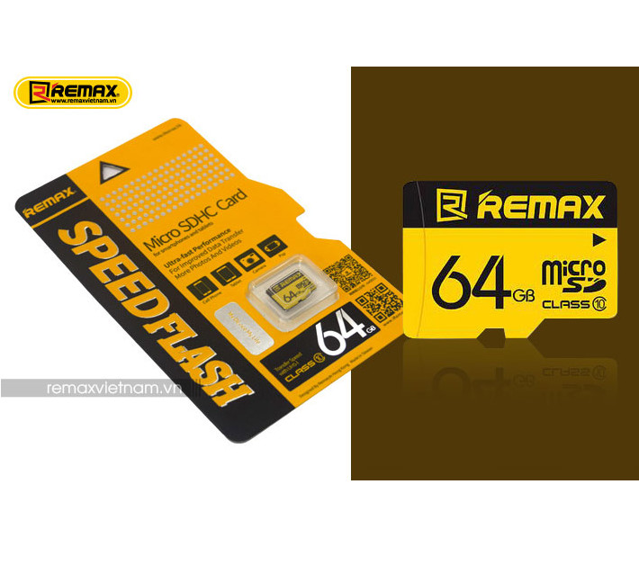 Thẻ nhớ MicroSD REMAX 64GB tốc độ class 10 chuyên dụng - Hàng Chính Hãng