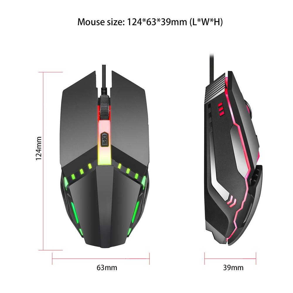 HXSJ S200 Ergonomic Wired Office Mouse Colorful Breathing Light Gaming Mouse with Adjustable DPI for PC Notebook Laptop