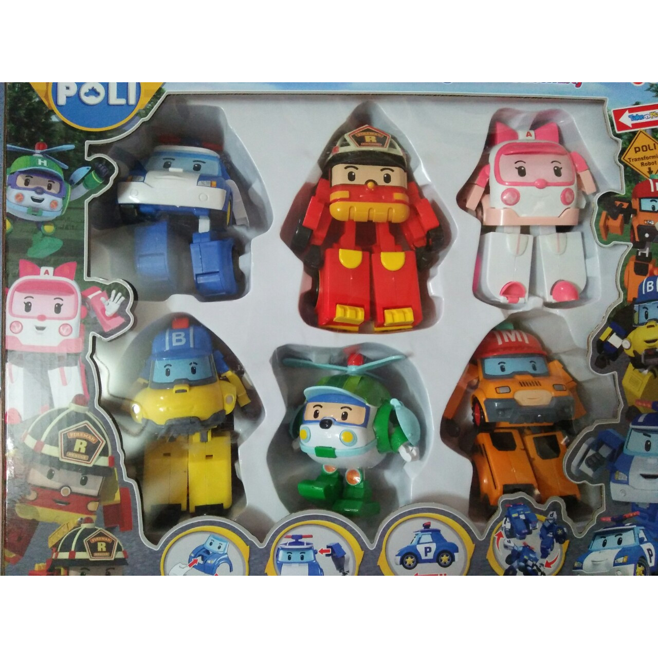 Đồ chơi ngộ nghĩnh đáng yêu - đồ chơi trẻ em - Bộ 6 chiếc xe đồ chơi biến hình biệt đội xe robocar Poli Super Wings