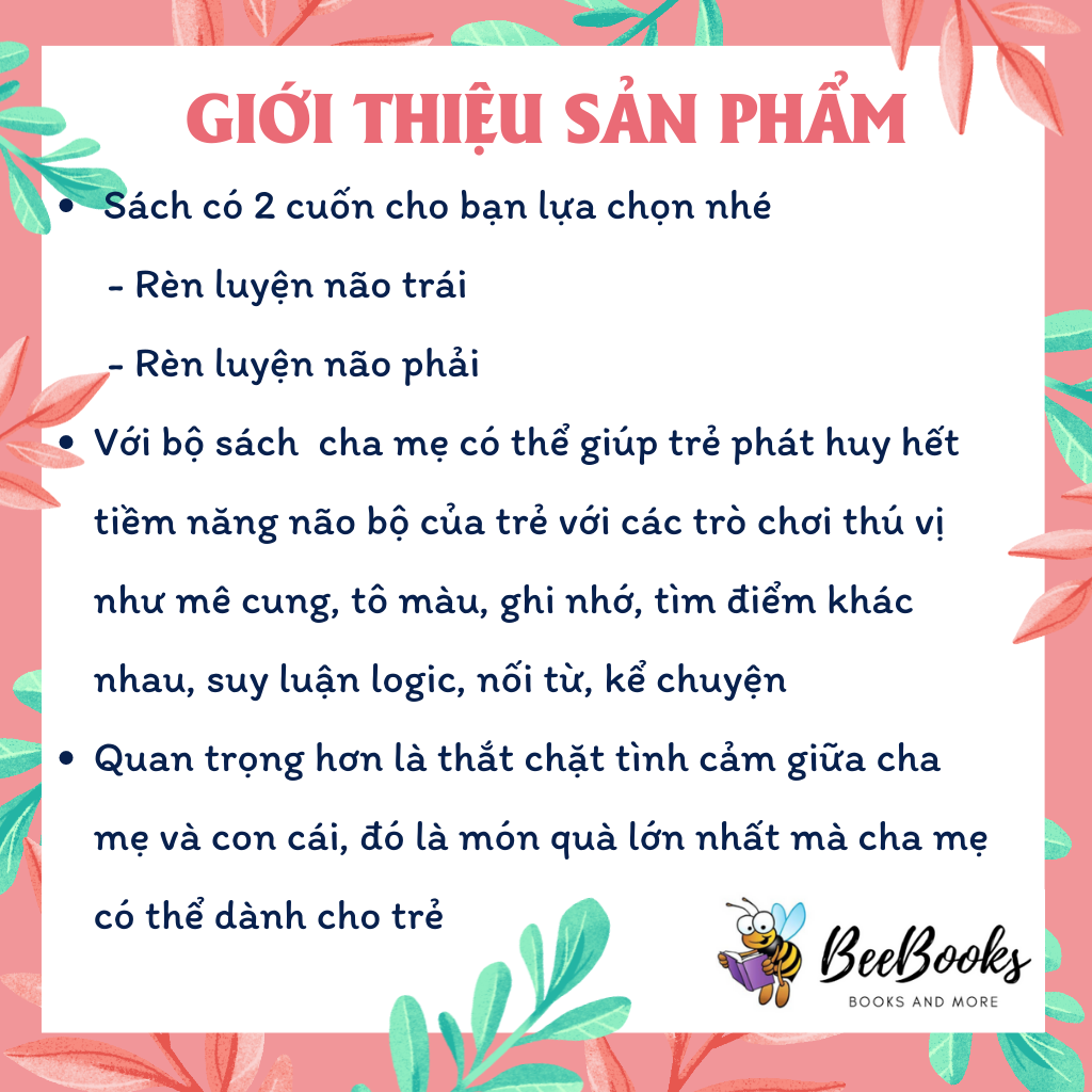 Bộ Sách Phát Triển Đại Não Thiên Tài: Rèn Luyện Não Trái, Não Phải-  GIÚP CÂN BẰNG SỰ PHÁT TRIỂN NÃO BỘ CỦA TRẺ 2-6 Tuổi