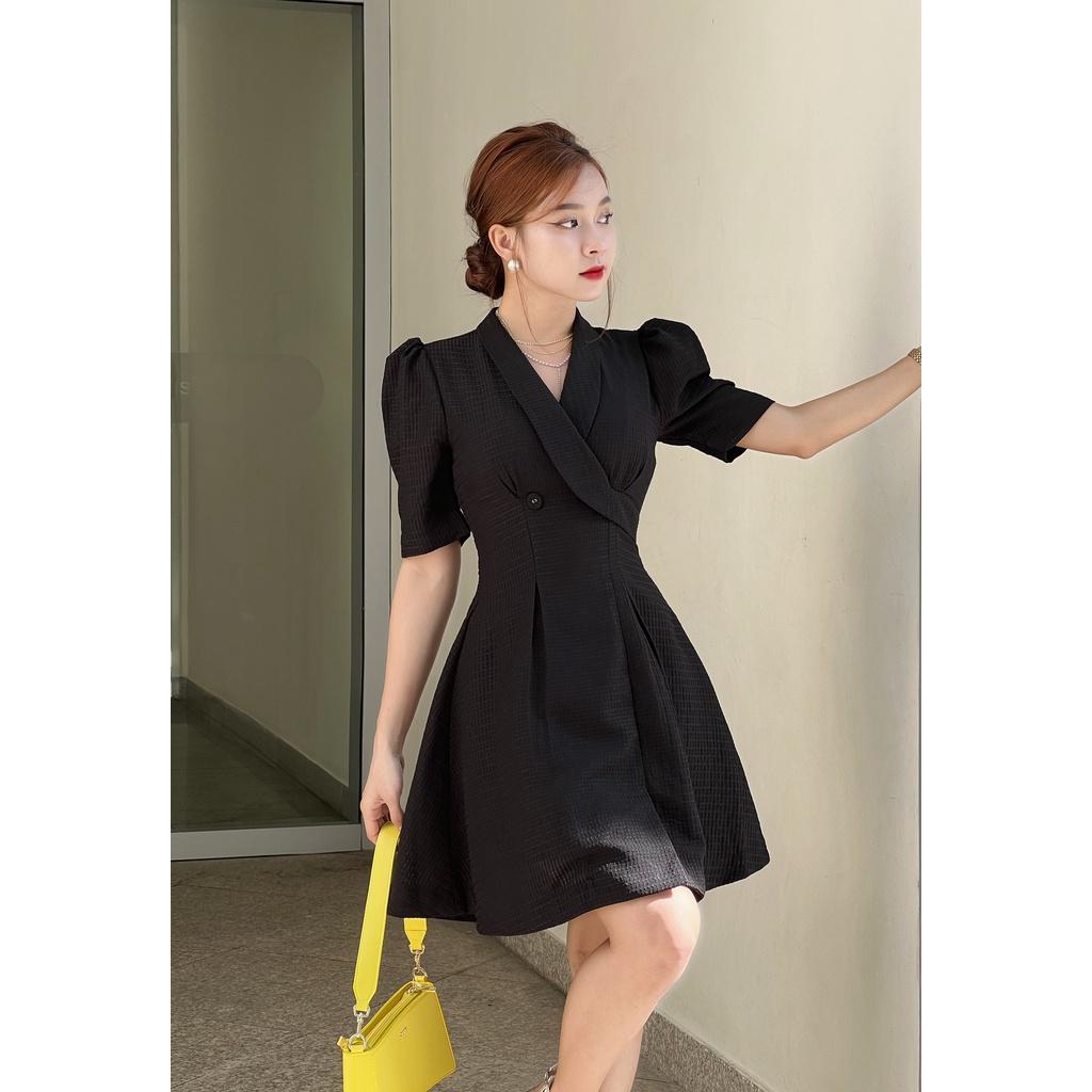 Đầm vest cổ sam xanh lá, trắng, đen Joven