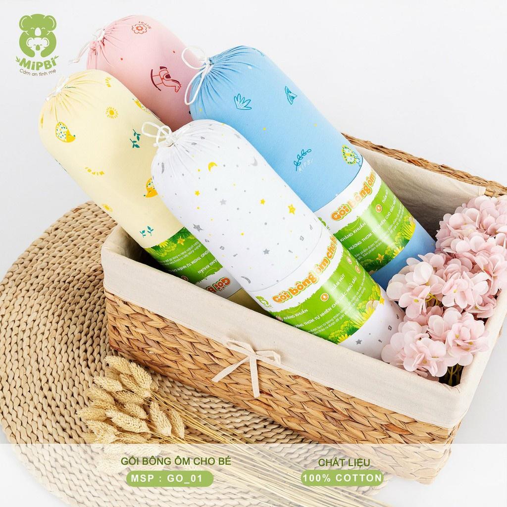 Gối ôm bông Mipbi vỏ gối 100% cotton mềm mại, êm ái cho bé