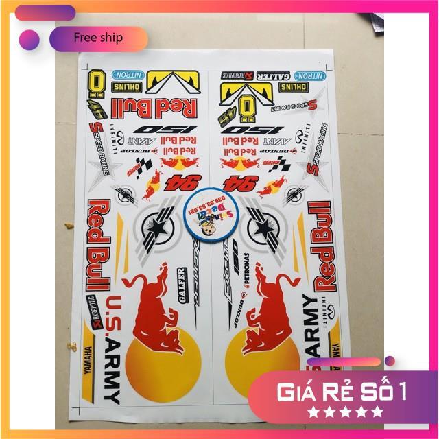 Tem rời dành cho xe Exciter 150 redbull dán xe trắng