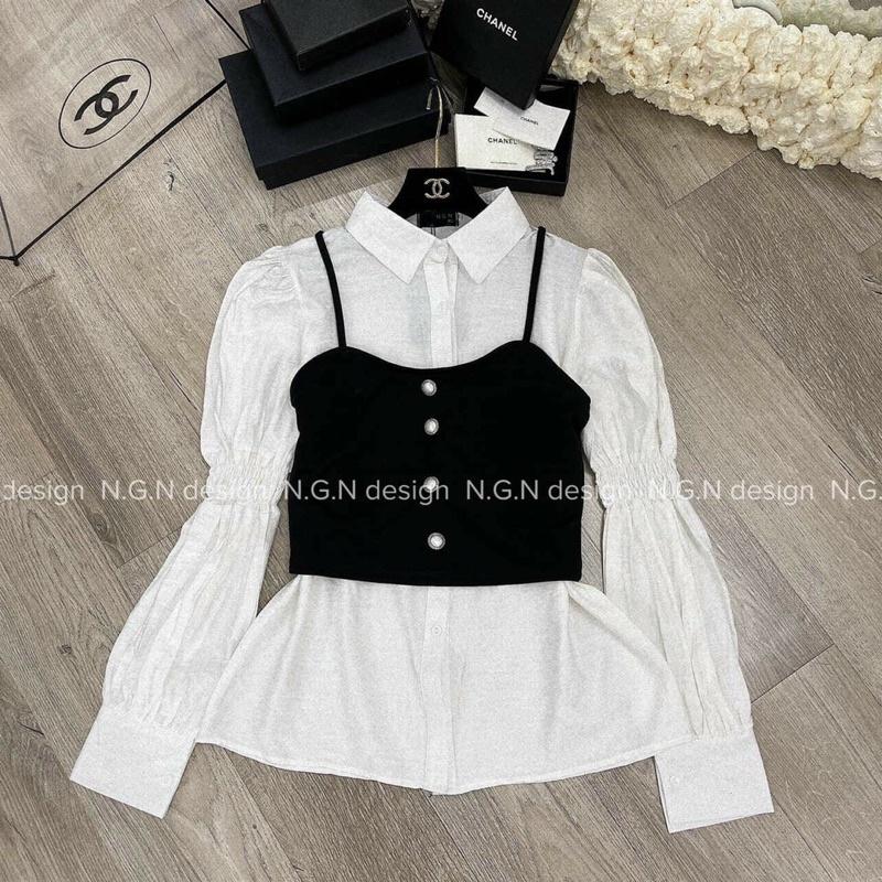 Set Áo Sơ Mi Nữ Tay Phồng Phối Áo Yếm Điệu Đà Sang Chảnh Tep Fashion - ASM005